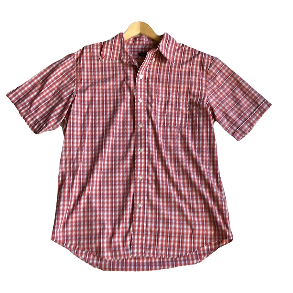 Arrow Red Plaid Short Sleeve Button Down Shirt Size Large
